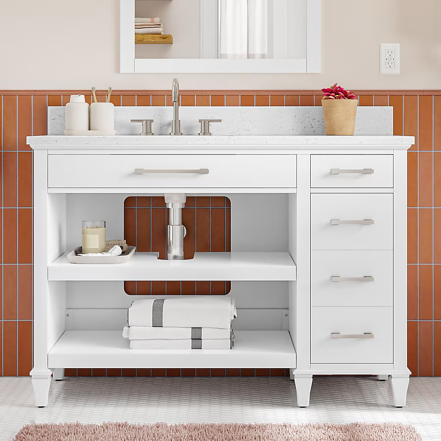 Alpine Reserve Brookview ADA 48-in White Undermount Single sink Bathroom Vanity with Carrara Engineered Marble Top, 1789VADA-48-201-925-UM, FINAL PRICE: $599.99 + Tax