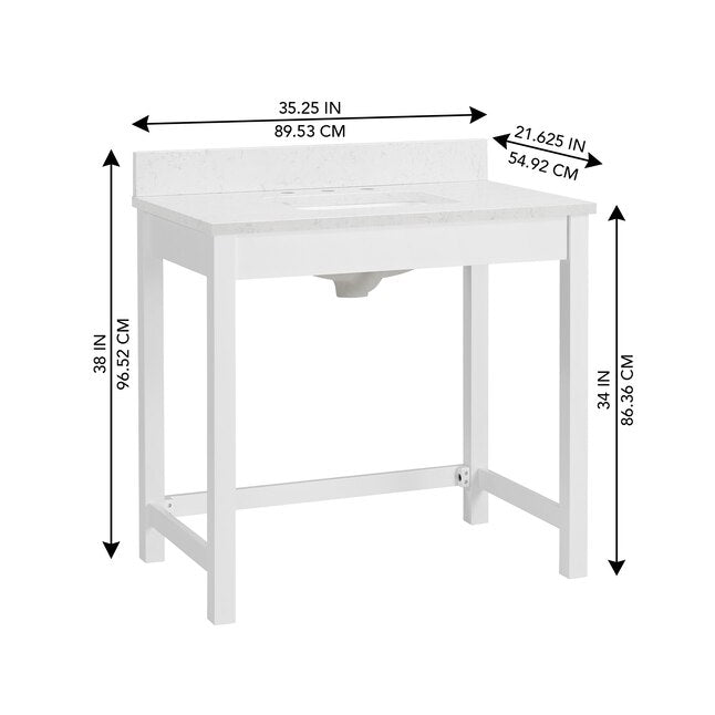 Alpine Reserve Odell 36-in White ADA Vanity with Engineered Carrara Marble Top, 1808VADA-36-201-925-UM, FINAL PRICE: $549.99 + Tax