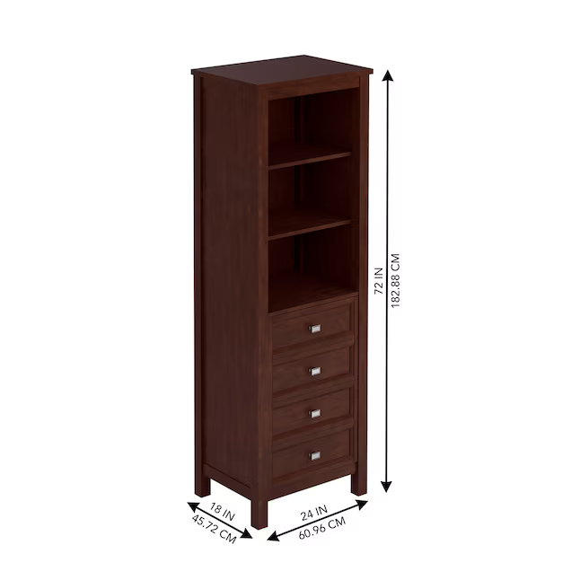 Alpine Reserve Canterbury 24-in x 72-in x 18-in Mahogany Freestanding Soft Close Linen Cabinet, 1227FC-24-202, FINAL PRICE: $299.99 + Tax