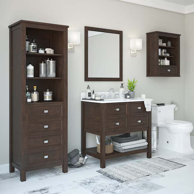 Alpine Reserve Canterbury 24-in x 72-in x 18-in Mahogany Freestanding Soft Close Linen Cabinet, 1227FC-24-202, FINAL PRICE: $299.99 + Tax