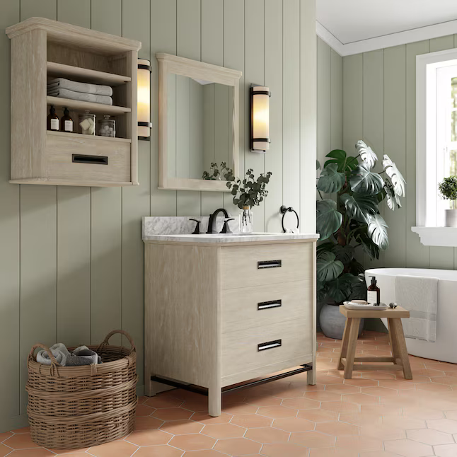 Alpine Reserve Larsen 24-inch Cerused Natural Oak Soft Close Bathroom Wall Cabinet, 1694WC-24-274, FINAL PRICE: $49.99 + Tax