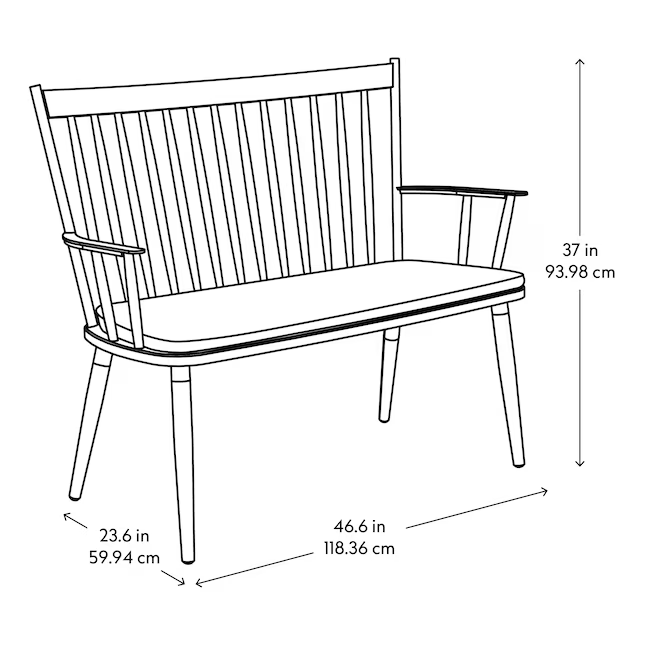Summit Lane Patio Bench 46.6-in W x 37-in H Black Aluminum Traditional Bench, TPS7005 4134944 *HD2409, Retail: $248, FINAL PRICE: $149.99 + TAX