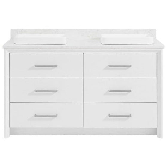 Greentouch Home Knowell 60-in White Oak Semi-Recessed Double Sink Bathroom Vanity with Engineered Carrara Marble Top, 1883VA-60-241-925-SR, FINAL PRICE: $1299.99 + Tax