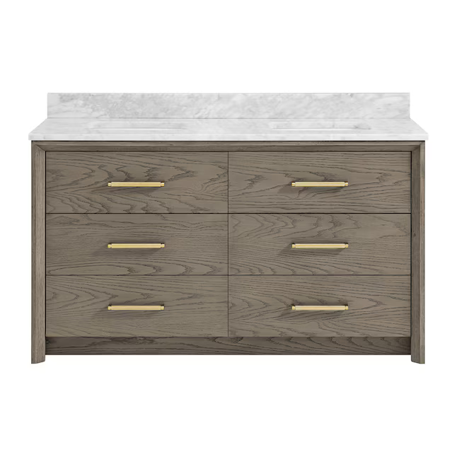Greentouch Home Knowell 60-in Rustic Taupe Oak Vanity with Engineered Carrara Marble Top, 1883VA-60-267-925-UM, FINAL PRICE: $899.99 + Tax