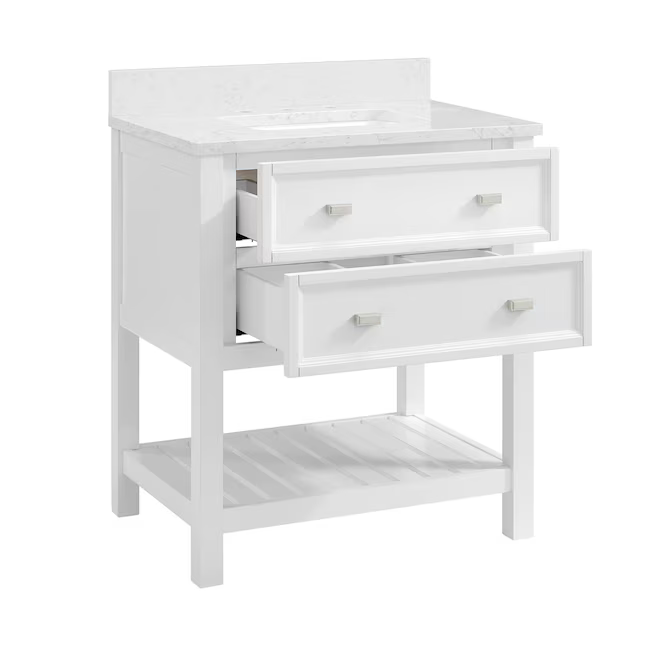 Alpine Reserve Canterbury 30-in White Undermount Single Sink Bathroom Vanity with Natural Carrara Marble Top, 1227VA-30-201-900-UM, FINAL PRICE: $399.99 + Tax