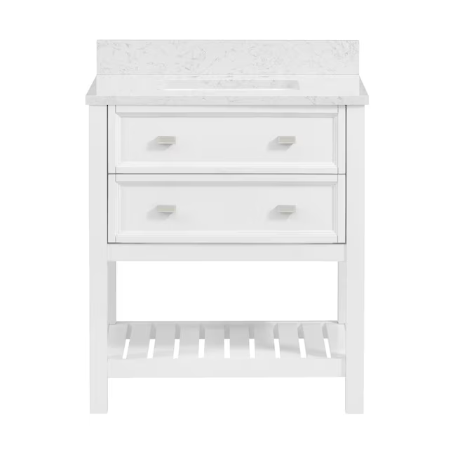Alpine Reserve Canterbury 30-in White Undermount Single Sink Bathroom Vanity with Natural Carrara Marble Top, 1227VA-30-201-900-UM, FINAL PRICE: $399.99 + Tax