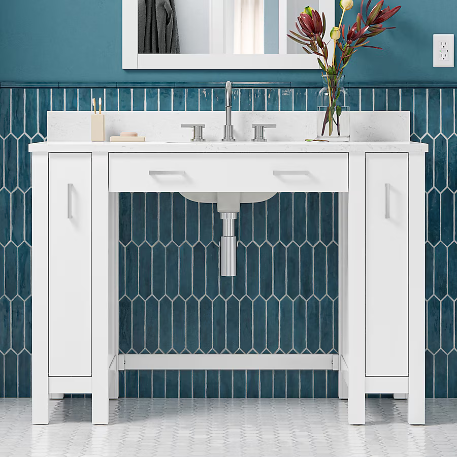 Alpine Reserve Odell ADA 48-in White Undermount Single Sink Bathroom Vanity with Carrara Engineered Marble Top, 1808VADA-48-201-925-UM, FINAL PRICE: $749.99 + Tax