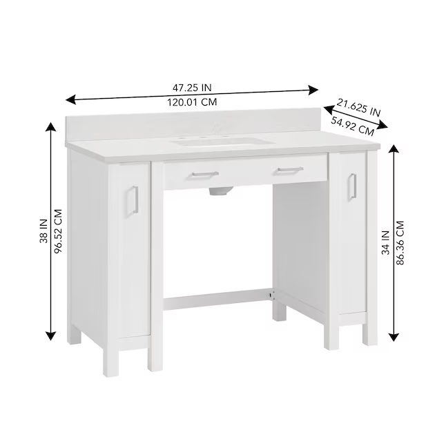 Alpine Reserve Odell ADA 48-in White Undermount Single Sink Bathroom Vanity with Carrara Engineered Marble Top, 1808VADA-48-201-925-UM, FINAL PRICE: $749.99 + Tax