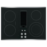 GE Profile 30-in 4 Burners Smooth Surface (Radiant) Stainless Steel Electric Cooktop with Downdraft Exhaust, PP9830SRSS