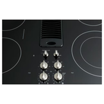 GE Profile 30-in 4 Burners Smooth Surface (Radiant) Stainless Steel Electric Cooktop with Downdraft Exhaust, PP9830SRSS