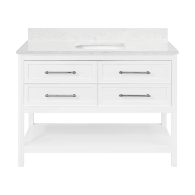 Ellen DeGeneres Riven 48-in White Undermount Single Sink Bathroom Vanity with Calacatta Engineered Stone Top, 1480VA-48-201-925-UM, FINAL PRICE: $749.99 + Tax