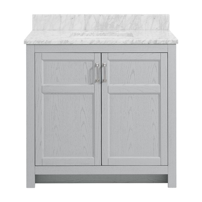 Alpine Reserve Watson 36-in Pebble Oak Undermount Single Sink Bathroom Vanity with Natural Carrara Marble Top, 1954VA-36-291-900-UM, FINAL PRICE: $649.99 + Tax