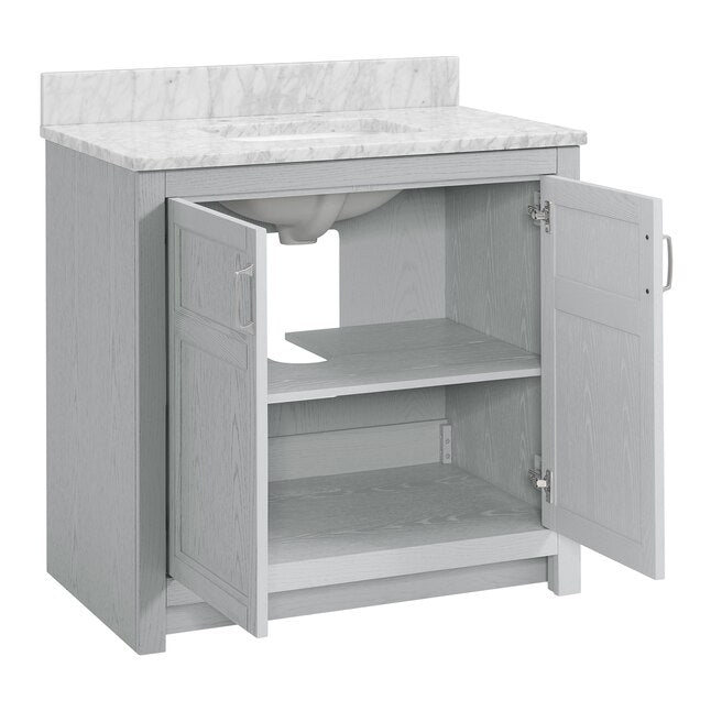 Alpine Reserve Watson 36-in Pebble Oak Undermount Single Sink Bathroom Vanity with Natural Carrara Marble Top, 1954VA-36-291-900-UM, FINAL PRICE: $649.99 + Tax