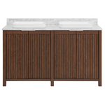 Frank Lloyd Wright USONIA 60-in Cherry Semi-recessed Double Sink Bathroom Vanity with Carrara Natural Marble Top, 1601VA-60-295-900-SR, FINAL PRICE: $1299.99 + Tax