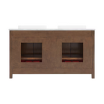 Frank Lloyd Wright USONIA 60-in Cherry Semi-recessed Double Sink Bathroom Vanity with Carrara Natural Marble Top, 1601VA-60-295-900-SR, FINAL PRICE: $1299.99 + Tax