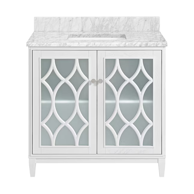 Kathy Ireland Home Southport 36-in White Oak Undermount Single Sink Bathroom Vanity with Dark Gray Engineered Stone Top, 1591VA-36-241-906-UM, FINAL PRICE: $599.99 + Tax