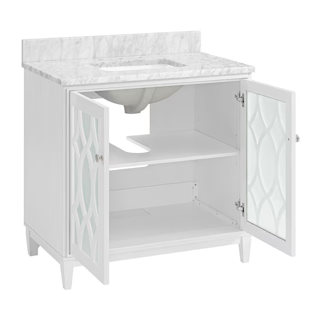 Kathy Ireland Home Southport 36-in White Oak Undermount Single Sink Bathroom Vanity with Dark Gray Engineered Stone Top, 1591VA-36-241-906-UM, FINAL PRICE: $599.99 + Tax