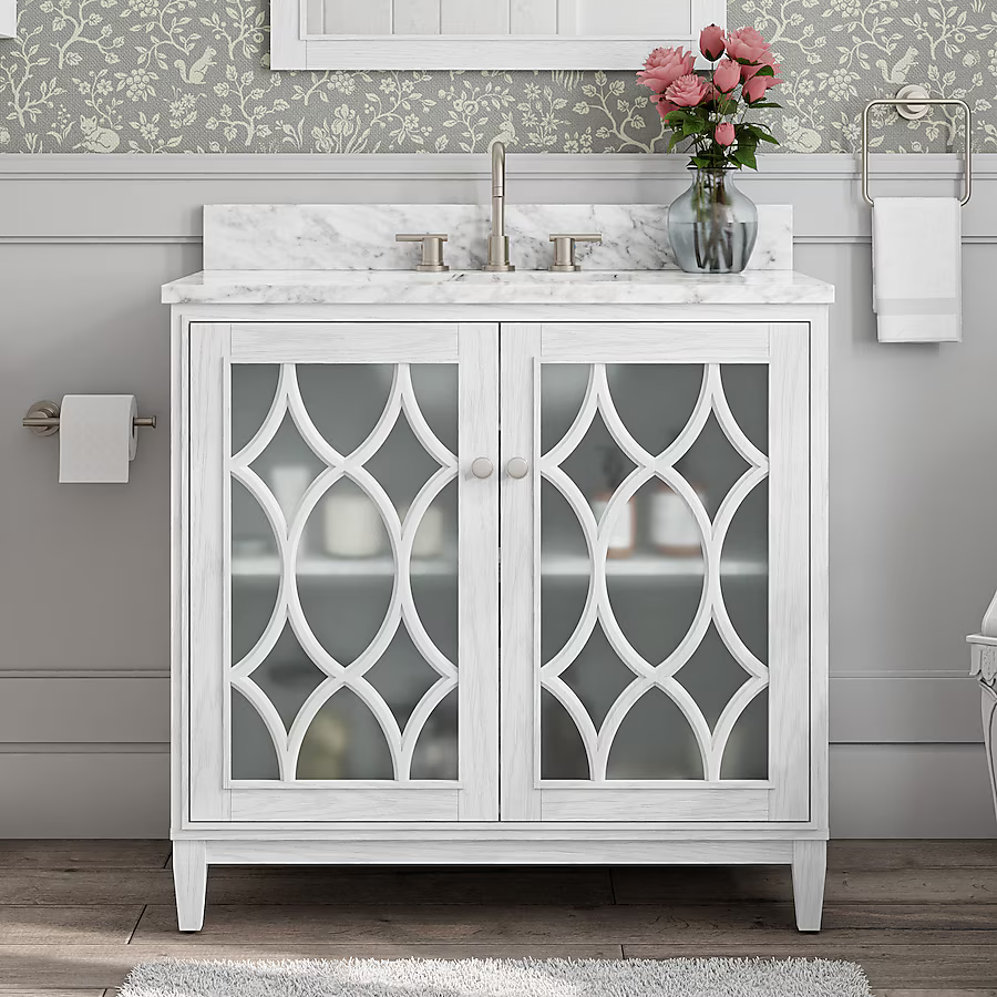 Kathy Ireland Home Southport 36-in White Oak Undermount Single Sink Bathroom Vanity with Dark Gray Engineered Stone Top, 1591VA-36-241-906-UM, FINAL PRICE: $599.99 + Tax