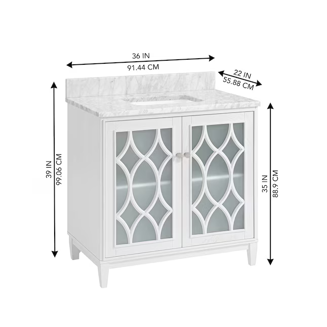Kathy Ireland Home Southport 36-in White Oak Undermount Single Sink Bathroom Vanity with Dark Gray Engineered Stone Top, 1591VA-36-241-906-UM, FINAL PRICE: $599.99 + Tax