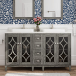 Kathy Ireland Home Southport 60-in Cashmere Oak Vanity with Semi- Recessed Engineered Calacatta Marble Top, 1591VA-60-247-926-SR, FINAL PRICE: $1099.99 + Tax