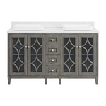 Kathy Ireland Home Southport 60-in Cashmere Oak Vanity with Semi- Recessed Engineered Calacatta Marble Top, 1591VA-60-247-926-SR, FINAL PRICE: $1099.99 + Tax