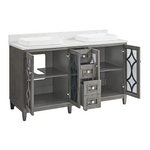 Kathy Ireland Home Southport 60-in Cashmere Oak Vanity with Semi- Recessed Engineered Calacatta Marble Top, 1591VA-60-247-926-SR, FINAL PRICE: $1099.99 + Tax