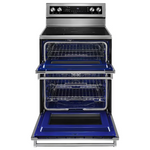 KitchenAid 30-in Glass Top 5 Burners 4.2-cu ft / 2.5-cu ft Convection Oven Freestanding Double Oven Electric Range (Stainless Steel), KFED500ESS/06 *JR2509, Retail: $2,499.00, FINAL PRICE: $1,349.99 + TAX