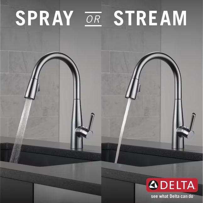 Delta Essa Arctic Stainless Single Handle Pull-down Kitchen Faucet with Sprayer (Deck Plate Included), 9113-AR-DST *HD2406, Retail: $444.35, FINAL PRICE: $159.99 + TAX