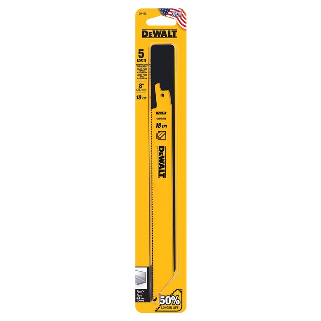 DEWALT Bi-metal 8-in 18 TPI Metal cutting Reciprocating Saw Blade 5-Pack, DW4821