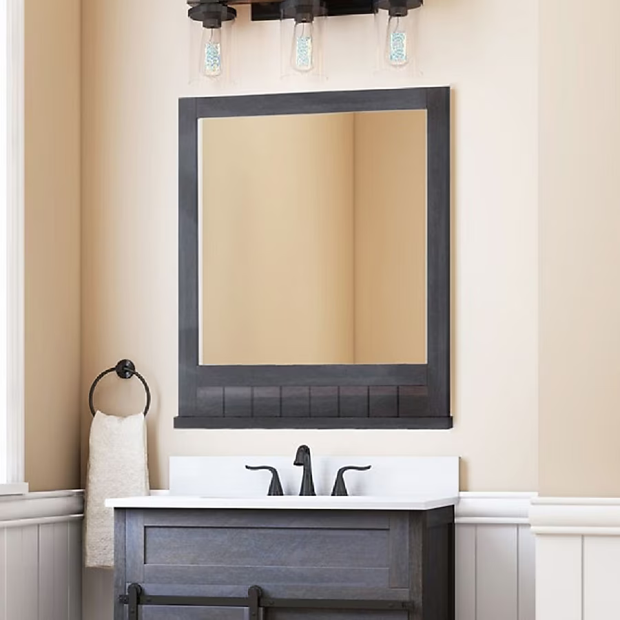 Style Selections Morriston 26-in x 28-in Framed Bathroom Vanity Mirror (Brown), WSL30BVMB 866550 *HD2410, Retail: $79.98, FINAL PRICE: $49.99 + TAX