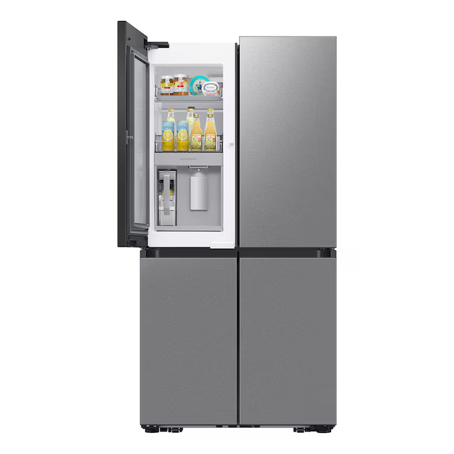 Samsung - Bespoke 23 Cu. Ft. 4-Door Flex French Door Counter Depth Refrigerator with Beverage Center - Stainless Steel, CLEARANCED