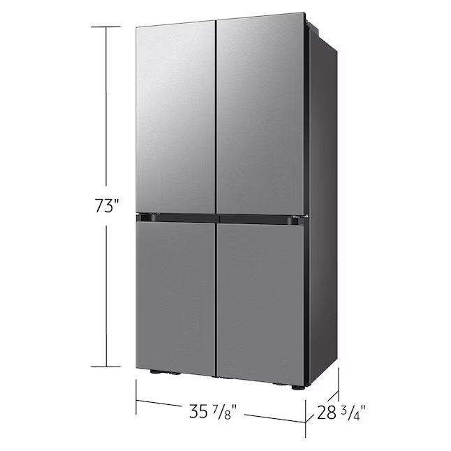 Samsung - Bespoke 23 Cu. Ft. 4-Door Flex French Door Counter Depth Refrigerator with Beverage Center - Stainless Steel, CLEARANCED