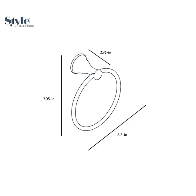 Style Selections Bailey Chrome Wall mount Single Towel Ring, 2131143, JR2112