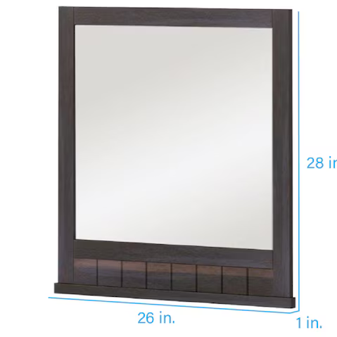 Style Selections Morriston 26-in x 28-in Framed Bathroom Vanity Mirror (Brown), WSL30BVMB 866550 *HD2410, Retail: $79.98, FINAL PRICE: $49.99 + TAX