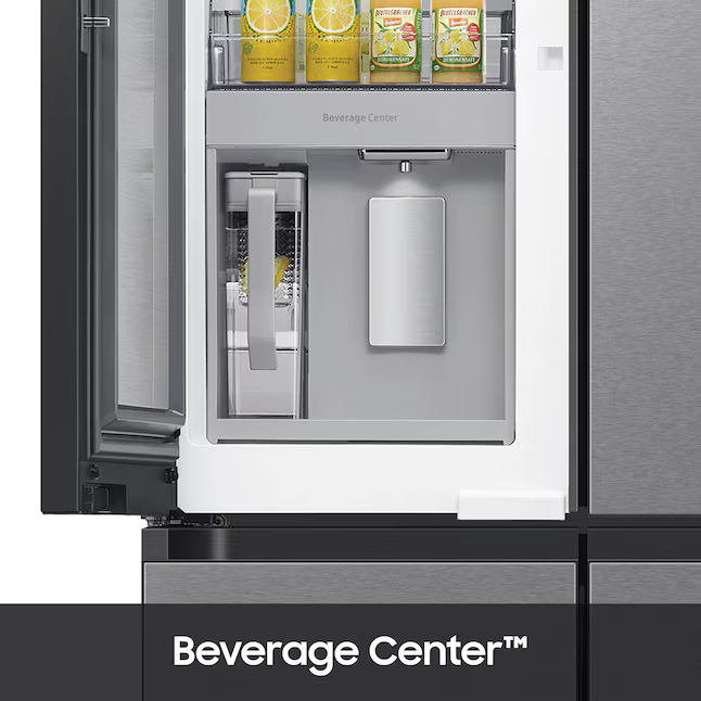 Samsung - Bespoke 23 Cu. Ft. 4-Door Flex French Door Counter Depth Refrigerator with Beverage Center - Stainless Steel, CLEARANCED