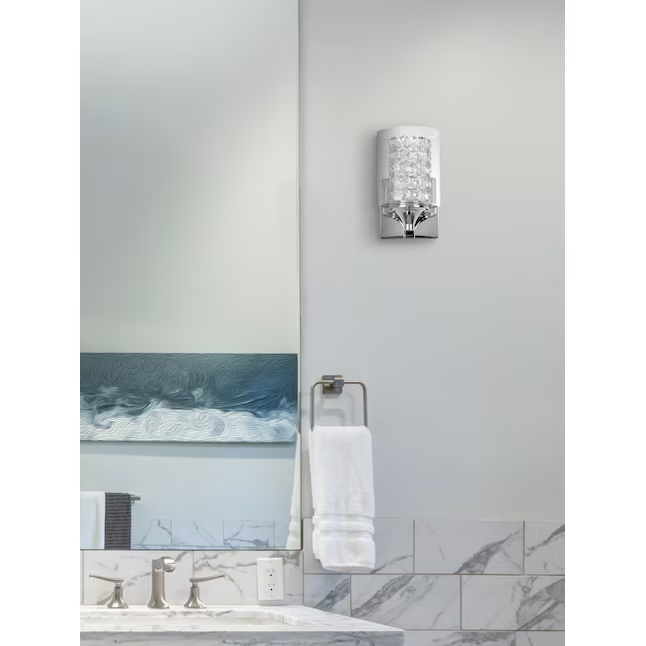 allen + roth Quinn 6.81-in 1-Light Polished Chrome LED Modern/Contemporary Vanity Light, WSL100CH 2525796 *HD2412, Retail: $59.98, FINAL PRICE: $29.99 + TAX