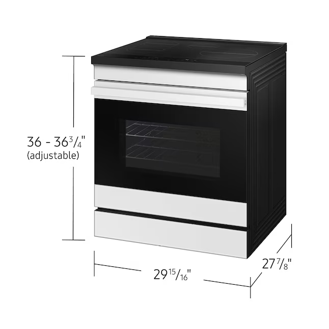 Samsung Bespoke 30-in 4 Burners 6.3-cu ft Self & Steam Cleaning Air Fry Convection Oven Slide-in Single Induction Range (White Glass), NSi6DB950012/AA *BD
