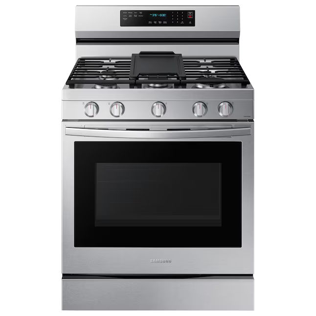 Samsung 30-in 5 Burners 6-cu ft Self-cleaning Air Fry Convection Oven Freestanding Smart Natural Gas Range (Fingerprint Resistant Stainless Steel), NX60A6711SS/AA *BD