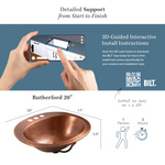 SINKOLOGY Rutherford Copper 17-in Drop-in Oval Rustic Antique Copper Bathroom Sink, B1D-0903HA #777513 *HD2507, Retail: $149.00, FINAL PRICE: $89.99 + TAX