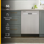 Whirlpool Eco Series 24-in Top Control Built-In Dishwasher (Fingerprint Resistant Stainless Steel) 55-dBA Standard Sound Level