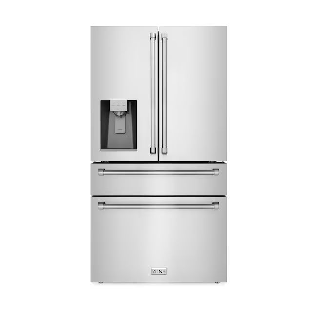 ZLINE KITCHEN & BATH Counter-Depth 21.6-cu ft 4-Door French Door Refrigerator with Ice Maker and Water dispenser (Fingerprint Resistant Stainless Steel) ENERGY STAR