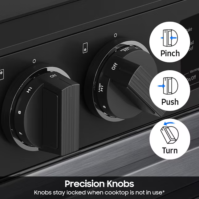 Samsung Bespoke 30-in 5 Burners 6-cu ft Self-cleaning Slide-in Smart Natural Gas Range (Stainless Steel), NSG6DG8100SR/AA *BD