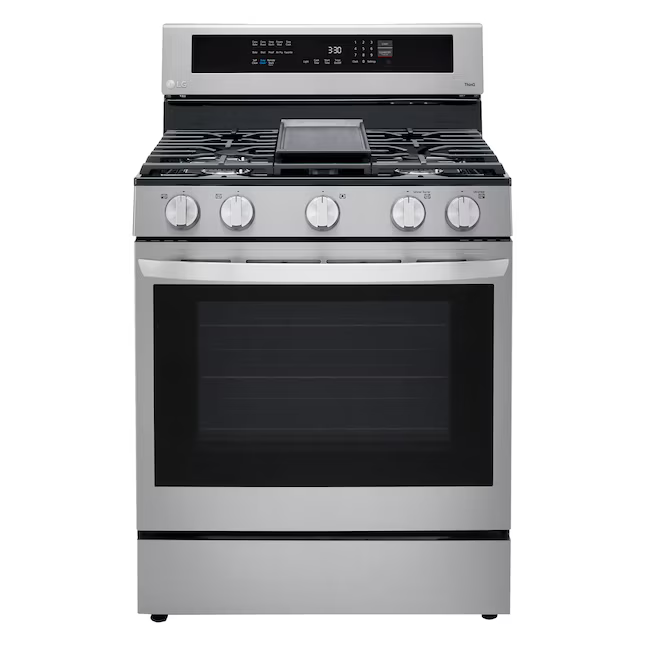 LG InstaView 30-in 5 burners 5.8-cu ft Air Fry Convection Oven Freestanding Natural Gas Range (Stainless Steel), LRGL5825F *JR2505, Retail: $1,399.00, FINAL PRICE: $799.00 + TAX