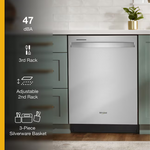 Whirlpool Eco Series Large Capacity 24-in Top Control Built-in Dishwasher With Third Rack (Fingerprint Resistant Stainless Steel) 47-dBA, WDT750SAKZ/3 *JR2509, Retail: $949.00, FINAL PRICE: $499.99 + TAX