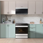 Samsung 30-in Glass Top 5 Burners 6.3-cu ft Air Fry Convection Oven Slide-In Electric Range (White Glass), NSE6DB850212 *BG, MSRP: $2,099.00, FINAL PRICE: $899.99 + TAX