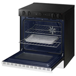 Samsung 30-in Glass Top 5 Burners 6.3-cu ft Air Fry Convection Oven Slide-In Electric Range (White Glass), NSE6DB850212 *BG, MSRP: $2,099.00, FINAL PRICE: $899.99 + TAX