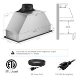VIKIO 30-in Convertible 900-CFM Stainless Steel Insert Under Cabinet Range Hood with Charcoal Filter, E691-30-F82 RB12-30T VKARB1230ST VIKB0130S *JR2508, Retail: $299.00, FINAL PRICE: $179.99 + TAX