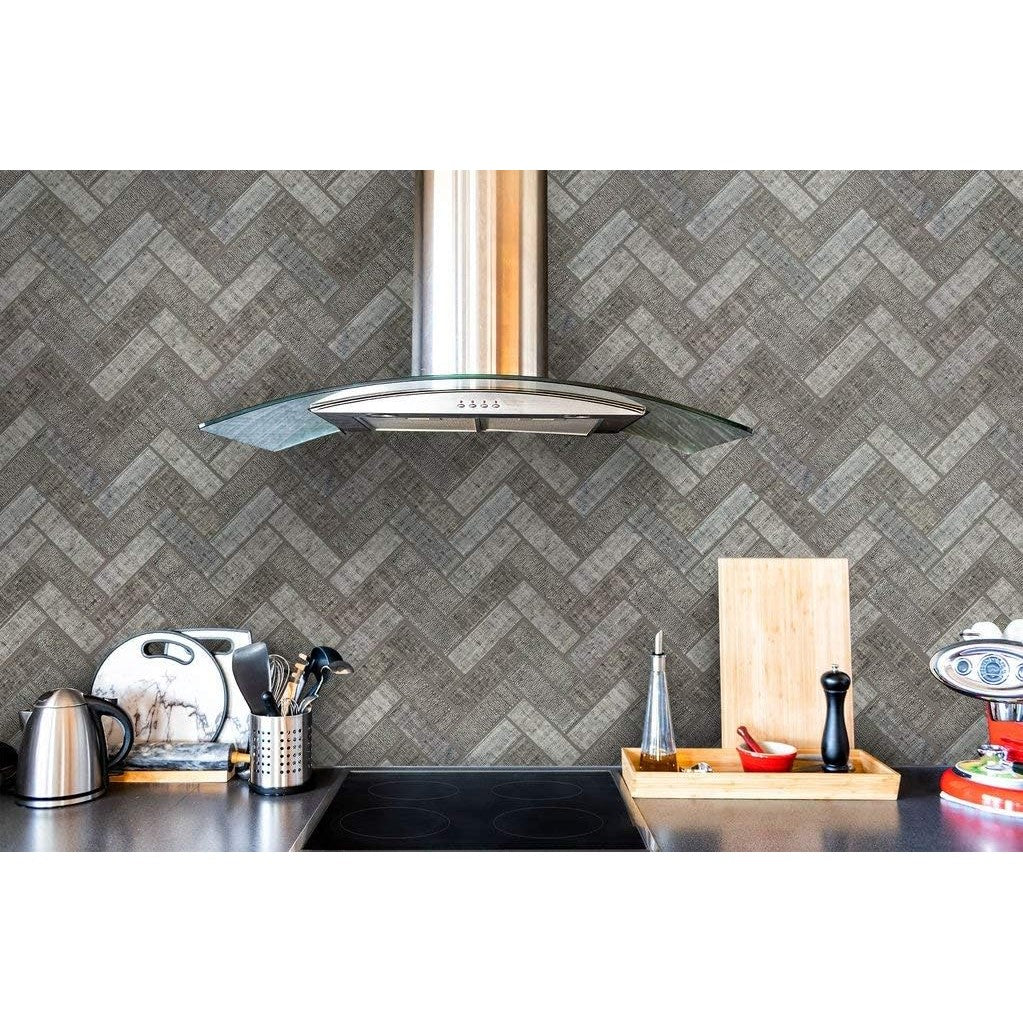 ** PER PCS ** Greige Herringbone Linen Look Matte Glass Mosaic, 10pcs , SF180745 / MTO0516, SPECIAL: $5.99 + Tax, Loc: MT3-F