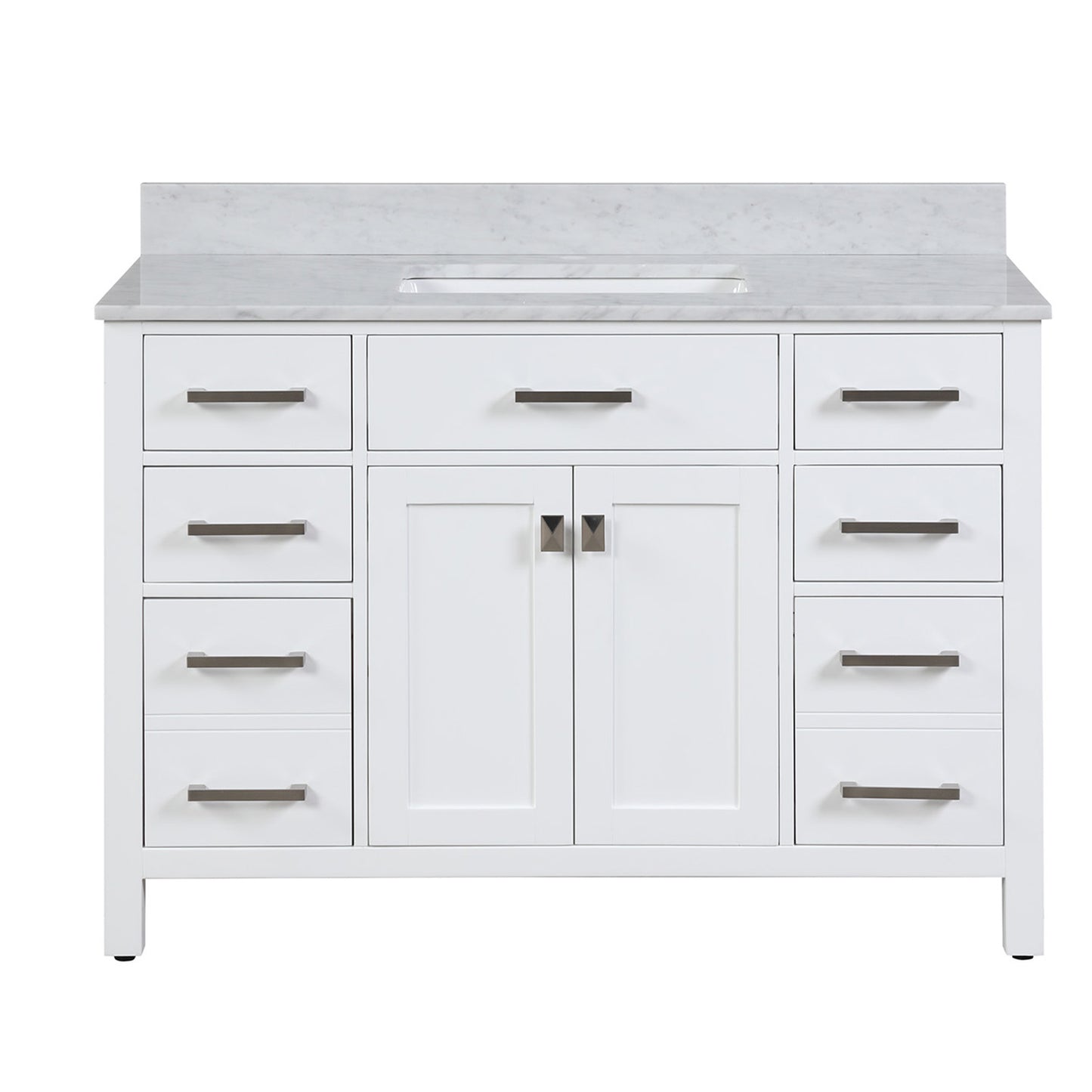 Roma 48-inch Vanity in White with Custom Quartz Top, VV148W-CQTSQ, Retail: $1,399.95, CLEARANCE PRICE: $799.99 + TAX