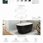 Acquabella Carezza Center Drain 63x31 Freestanding Bathtub in Snow White with Matte Black, CZB6331MBW, Retail: $10,000.00, FINAL PRICE: $1,499.99 + TAX